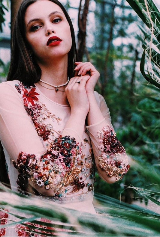 Hand embroidered “Flowering” dress