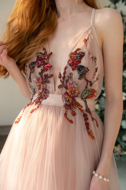 Hand embroidered “Flowering” dress